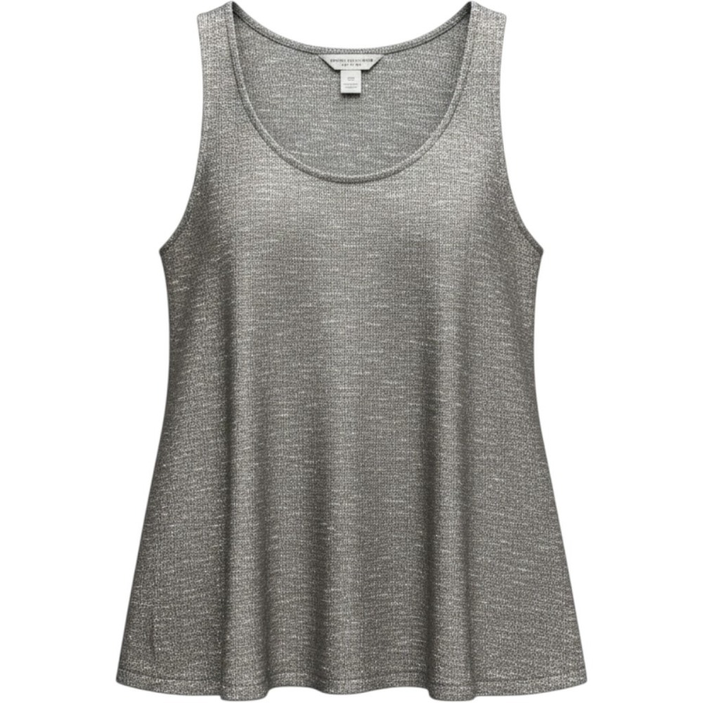 Y2k Petite Tank Top PM Brown Marled Layered Inverted Pleat Tank